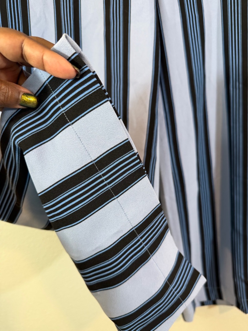 Loft Blue Stripe Wide Leg Pants Size 4T 4 Tall/Long Flat Front Trouser Casual - Picture 7 of 9